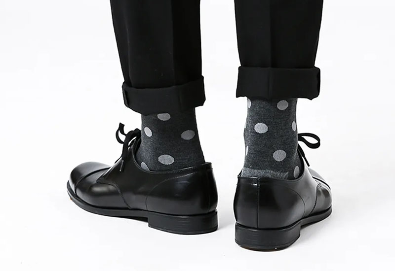 大圓點襪-黑灰 厚襪款(2種尺寸) 